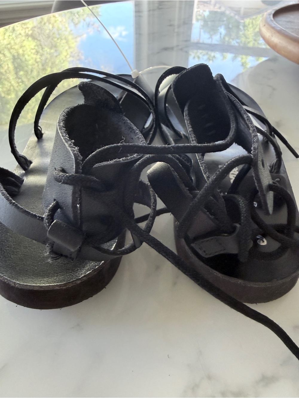 Free People Black Leather Gladiator Lace-Up Sandals - Picture 5 of 7